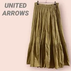 UNITED ARROWSギャザーロングスカート　フレア　綿100 ウエストゴム