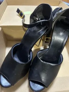 エスペランサブラックオープントゥハイヒール 約10cm