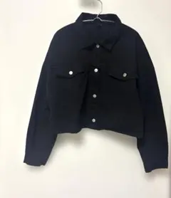 SHEIN クロップドデニムジャケット　黒 4XL大きめサイズ