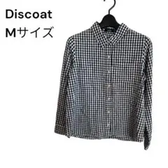 【美品】ディスコート チェック柄シャツ M ネイビー ホワイト タック付きのサムネイル