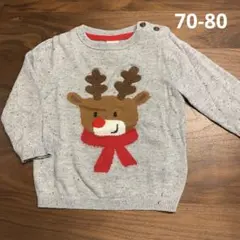 H&M 長袖ニット　セーター　70 80 トナカイ　クリスマス