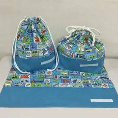 ランチョンマット、コップ袋とお弁当袋3点セット　　#2210-9