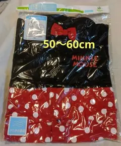 ミニーマウス 半袖コンビドレス 50~60cm ミニーちゃん綿100%ロンパース