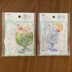 amifa　クリームソーダ　平成レトロ　レターセット　便箋　２点セット　セリア