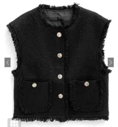 GRL フリンジツイードベスト[al258] ブラック