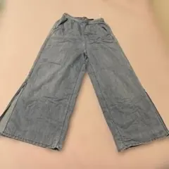 GU ライトブルーワイドレッグデニムパンツL サイズ