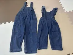 デニムオーバーオール フリルつき