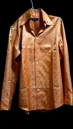 MEN'S TENORAS オレンジ ストライプ シャツ M　ボタニカル柄