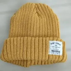 マスタード色 ニット帽 メッセージ付き