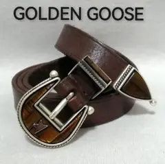 ♂♀新品・レザーベルト【GOLDEN GOOSE】プンターレ 濃茶 細幅