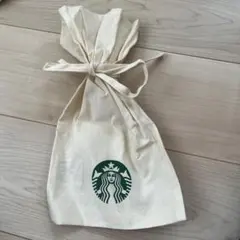 スターバックス　布巾着　ラッピング袋　バッグ　ホワイト