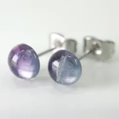 【一点物】天然石 6㎜ バイカラー フローライト スタッド ピアス ペア