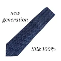 new generation 紺　花柄　シルク100% ネクタイ
