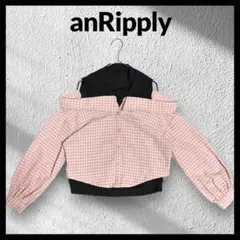 anRipply レイヤード トップス オフショルダー 肩出し 長袖 フリー