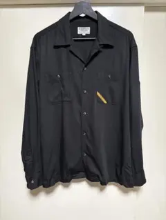 開襟シャツ 長袖 黒