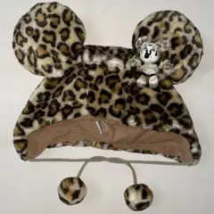 東京ディズニーリゾート限定 ヒョウ柄 ミニー マスコット付きファンキャップ