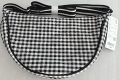 新品未使用タグ付き　ユニクロ　ラウンドミニショルダーバッグ　チェック　黒白