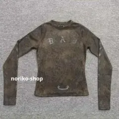 badbloodレオパード柄 長袖Tシャツ BAD刺繍