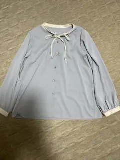 しまむら　ボウタイブラウス ブルー 長袖　Ｌサイズ