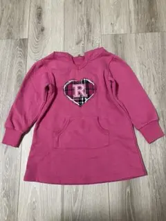 ピンク ハートトレーナーワンピースフード付き