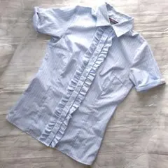 BRICK HOUSE by Tokyo Shirts ストライプ フリルシャツのサムネイル