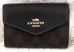 【新品・未使用】コーチ　カードケース　ダークブラウン☓ブラック