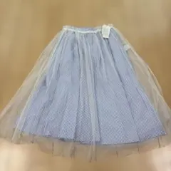 新品　スカート　ギンガムチェック　チュール　M