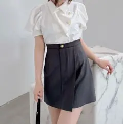 dazzlin レイヤーハイウエストミニスカート グレー