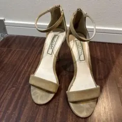 RANDA ベージュ スエード調　ヒール サンダル　Sサイズ