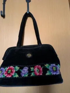 FEILER 花柄刺繍 トートバッグ 黒