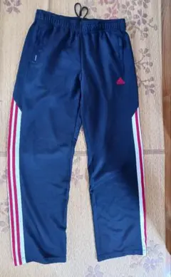 メンズ adidas ネイビー ジャージパンツ ストライプ