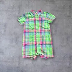 ラルフローレン　チェック柄シャツロンパース