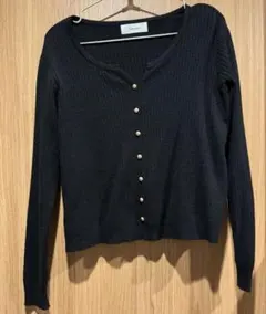 Shelly island ゴールドボタンリブニットカーディガン