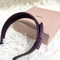 未使用級✨ MIU MIU ミュウミュウ リボン カチューシャ 紫 シルク 箱のサムネイル
