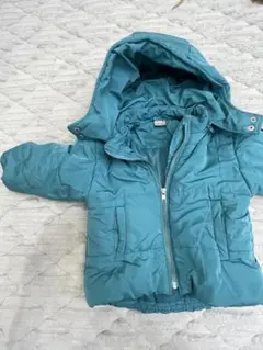 petitmain 90㎝　ターコイズ色　フード付き　取り外し可能ダウン