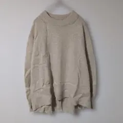 SEASON REASON【L】ニット　長袖　Uネック　冬　あったか　ベージュ