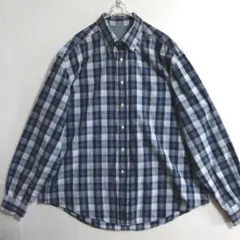 1236　Duttisport　薄手長袖シャツ　XL　青紺灰　格子　US古着