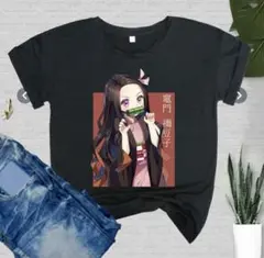 黒 Tシャツ 竈門禰豆子 鬼滅の刃　ユニセックス　Lサイズ