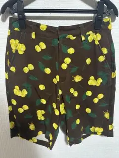 新品 X-girl エックスガール フルーツ柄 ショートパンツ ブラウン