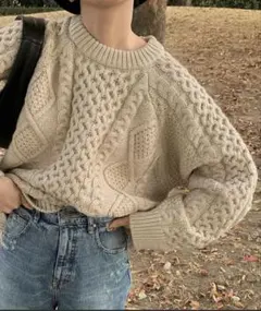 ケーブルニット 長袖