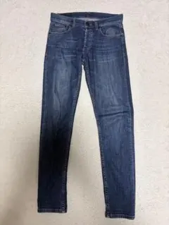 alexander mcqueen デニムパンツ　インディゴ　革パッチ　スカルのサムネイル