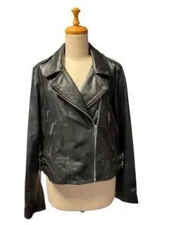 ZARA ブラック リアルレザー ライダースジャケット