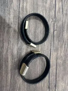ブラックレザーダブルバンドブレスレット
