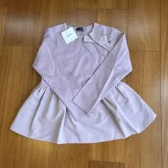 タグ付き未使用！　べべBeBe リボン付きフリル長袖Tシャツ　140 ラベンダーのサムネイル