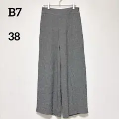 【ベーセッツ】B7ハイウエスト スッキリチェック柄 ワイドパンツモノトーン38
