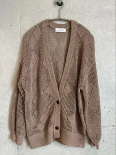 【美品】SIMPLICITE 透かし編み ダイヤ柄 カーディガン