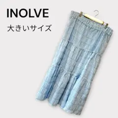 INOLVE ギンガムチェック フレアスカート　大きいサイズ　LL〜3L相当