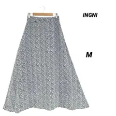 美品 INGNI 小花柄 ロングスカート フレア 黒 M 花柄 きれいめ