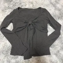 レディース　リボン　長袖　トップス