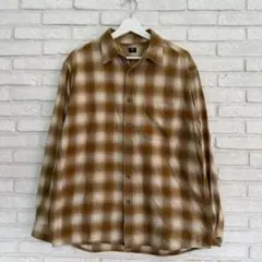 ユニクロ　オンブレチェック　コットンフランネルシャツ　L